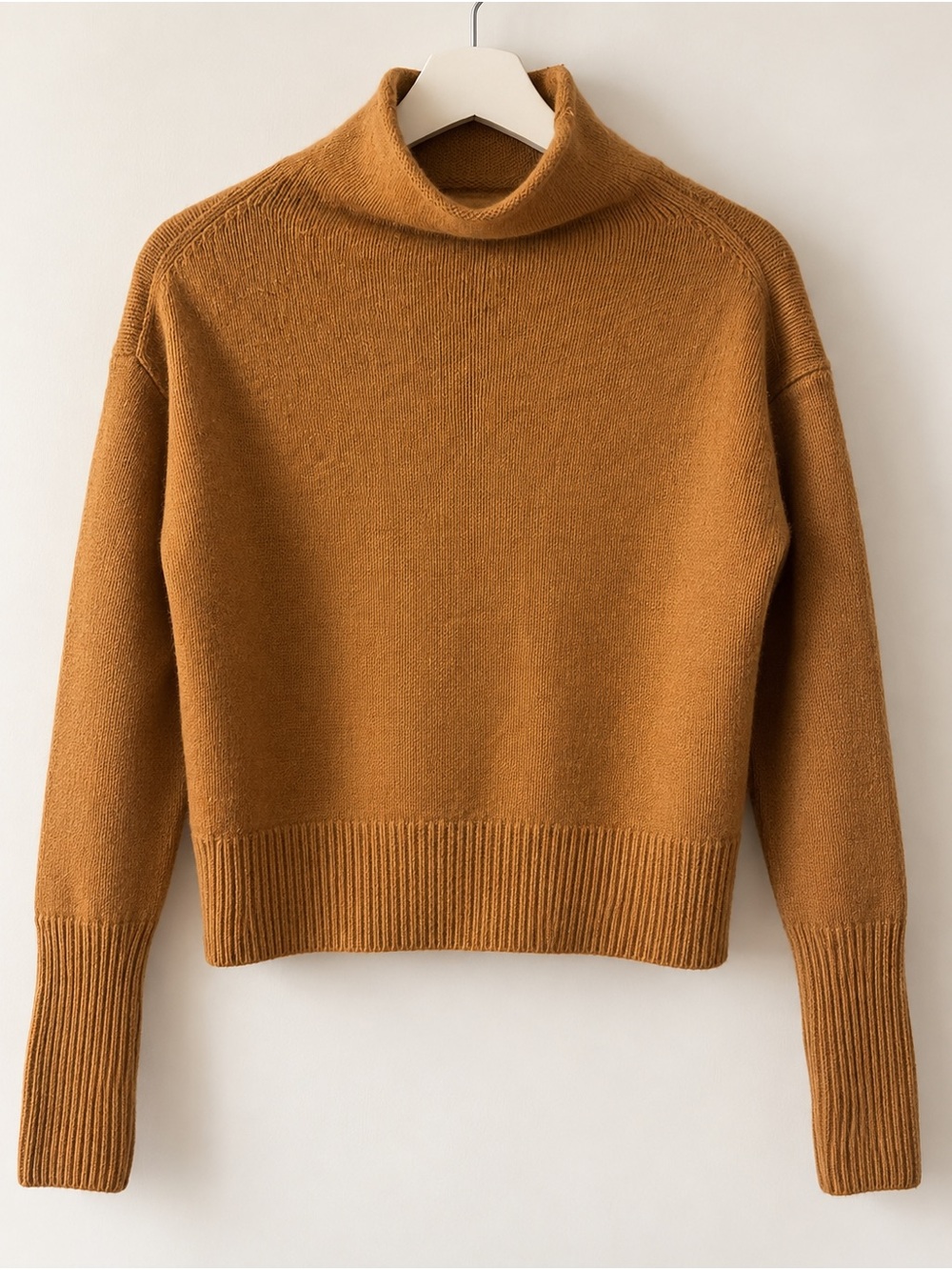 Wilfred Cashmere Caramel Turtleneck Crop Sweater